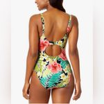 Hurley Floral One-Piece Swimsuit - Green and Pink Size Medium Photo 2