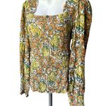 Anthropologie  Rayna Relaxed Smocked Blouse in Yellow & Orange, Sz XL Photo 7