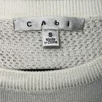 CAbi 213 knit ivory sweater split back boat neck casual pullover S sheer arms Photo 2