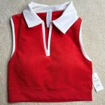 Aerie Offline: Red Terrycloth Collared Cropped Tank Photo 0