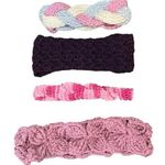 HANDMADE CROCHET KNIT HEADBANDS SET OF 4 PINK PURPLE WOMEN KIDS Photo 0