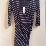 Sundry NEW Anthropologie Fabian Faux Wrap Striped Shirt Dress Women’s 1/S Navy Photo 1