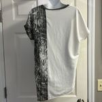 ZARA Asymmetrical Crewneck Short Sleeve Abstract Mix Material Hi/Low Blouse-Med Photo 8