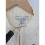 Tiara International Red Cardinal & Holly Embellished Cardigan Sweater Large White Photo 1