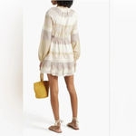 HEMANT & NANDITA Mana Striped Embroidered Cotton Blend Mini Dress small Tan Photo 15