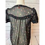 Modcloth  Blouse Prairie Shirt Short Sleeve Sheer Button Front‎ Puff Sleeve Small Photo 11