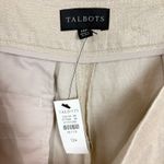 Talbots  Womens Linen Cropped Wide Leg Pants Gold Flat Front Side Zip Size 12P Photo 2
