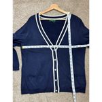 LAUREN Ralph Lauren Navy Silk Cardigan Button Front Quiet Luxury Classic Preppy Blue Size XL Photo 7