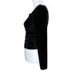 Vintage 80s 90s Black Velvet Gothic Ruched Going Out Top XS Whimsigoth Punk Goth Photo 2