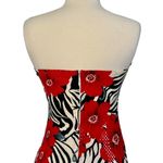 Cache  Vintage Y2k Asymmetrical Floral Zebra Strapless Sequin Formal Dress Sz 7 S Photo 9