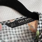 ZARA Black & White Gingham Flora Asymmetrical Ruffle Hem Top Photo 6