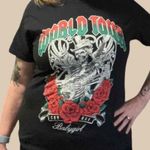 World Tour Savage Babygirl Skull Flower Graphic Print Top Back Cutouts Large Black Photo 0