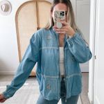 VINTAGE TEDDI Denim Full Zip Floral Embroidered Jean Jacket Blue Size L Photo 0