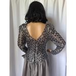 Vintage Cachet Bari Protas sequin formal prom dropwaist dress gray silver small Photo 9