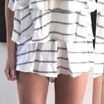 Olivaceous White Strapless Striped Romper Photo 0