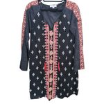 Anthropologie THML Embroidered Tunic Dress Boho Kimono Tassel XS Black Boho Fall Photo 2