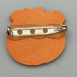 Vintage Wooden Happy Jack O Lantern Brooch Pumpkin Pin Halloween Jewelry Orange Size 0 Photo 1