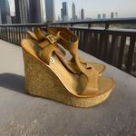 Steve Madden  SIZE 9.5 WOMEN"S  ILUVIT TAN FAUX LEATHER CORK WEDGE SANDALS Photo 2