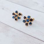 Vintage Screw Back Earrings Dark Purple & Blue Gems Photo 3