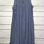 For Cynthia Linen Blend Blue White Stripe Dress Size Large Photo 2