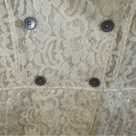 Elie Tahari Irving Floral Lace Rain Coat Jacket Cream Butter Yellow Medium Photo 3