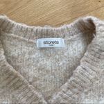 Storets  Fuzzy Knit Shadow Stripe V Neck Cardigan Photo 1