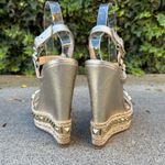 Christian Louboutin  Cataclou 140 nappa silk wedges in Sahara light gold size 36 Photo 6