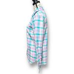 Talbots XS Pink Teal Plaid Button Up Cotton Shirt Long Sleeve Work Preppy NWT Photo 5