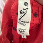 Anthropologie Anthro Floreat Top Sz 8 Orange Brown Square Neck Pleated Cottagecore Embroidered Photo 6