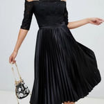 Chi Chi London  lace top midi dress pleated skirt Photo 0