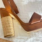 ALDO brown raffia block heel sandals: Photo 0