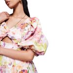 ASOS LUXE printed twisted front puff sleeve skater L dress in floral Size 12 NWT Pink Photo 4