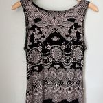 Bila Tank Top S Black Floral Paisley Sequin Boho Peasant Ruffle Photo 1