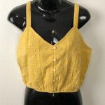 American Eagle gold yellow floral embroidered cropped tank top small NWT Photo 0