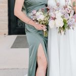 Azazie  Erin Stretch Satin Dress Eucalyptus Photo 0