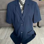 Villager A LIZ CLAIBORNE COMPANY Navy Blue Short Sleeve Blazer Jacket Size 14 Photo 0
