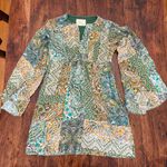 Anthropologie NWOT Green Floreat Dress Amelie 100% silk Kimono Style Boho size 4 Photo 8