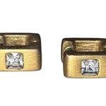 Vintage Stamped 14k Gold Wide Square Huggie Earrings Photo 1