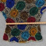 Oleg Cassini Vintage Black Tie Bead Swirl Dot Gold Primary Color Blouse MEDIUM Photo 8