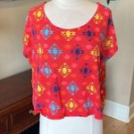 Urban Outfitters Upson Downes Crop Top Womens Red Tribal Oversized Aztec Photo 11