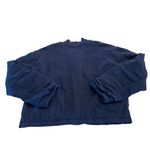 Pilcro Anthropologie  Knit Bomber Jacket Top‎ Zip-Up Navy Long Sleeve Large Photo 3