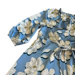Draper James Kellie Babydoll Dress Blue Magnolia Print Satin Puff Sleeves Small Photo 4