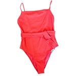 Topshop NWT Ribbed Belted Coral One Piece Swimsuit Photo 1