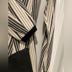 Samsara Size 10 Black Cream Knit Chevron Long Sleeve Dress Faux Leather Pockets Photo 4