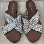 Matisse Footwear Bessie Leather Metallic Braided Wedge Sandal Women's; size 10 Gold Photo 0