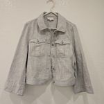 Loft  Cropped Linen Jacket Size S Gray Photo 0