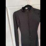 K Mock Neck Front Zip Thigh Length Black Bodysuit Photo 7