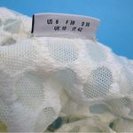 Akris Punto  Women’s Scoop Neck 3/4 Sleeve Top Size 6 Cream Sheer Dot Pattern Photo 9