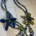 Source Unknown Multicolor Floral Beaded Necklace Blue Photo 1