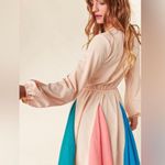 Sugarfox Colorblock Skater Style Dress Twirl Skirt Long Sleeve Size S Orange Photo 0